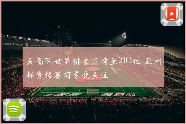 关岛队世界排名下滑至203位 亚洲杯资格赛前景受关注